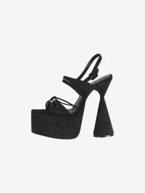 Black open-toe glitter platform heels - size EU 37