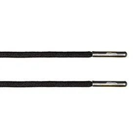 Black Rope Lace - Silver Metal Aglet