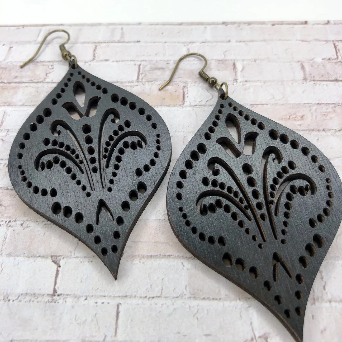 Black Wood Adornment Earrings