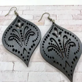 Black Wood Adornment Earrings