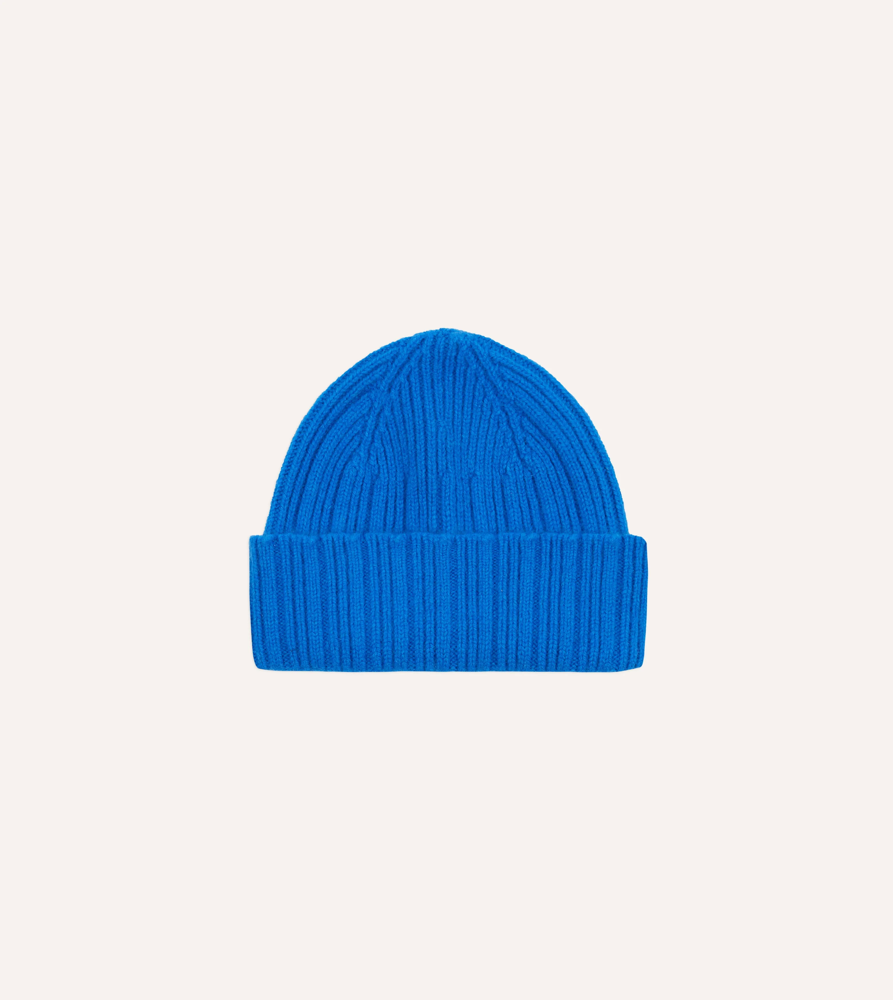 Blue Angora Lambswool Ribbed Knit Cap