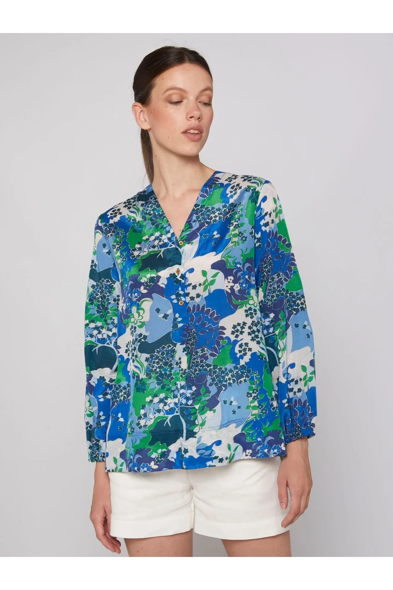 Blue Blossom Puff Sleeve Ebba Shirt