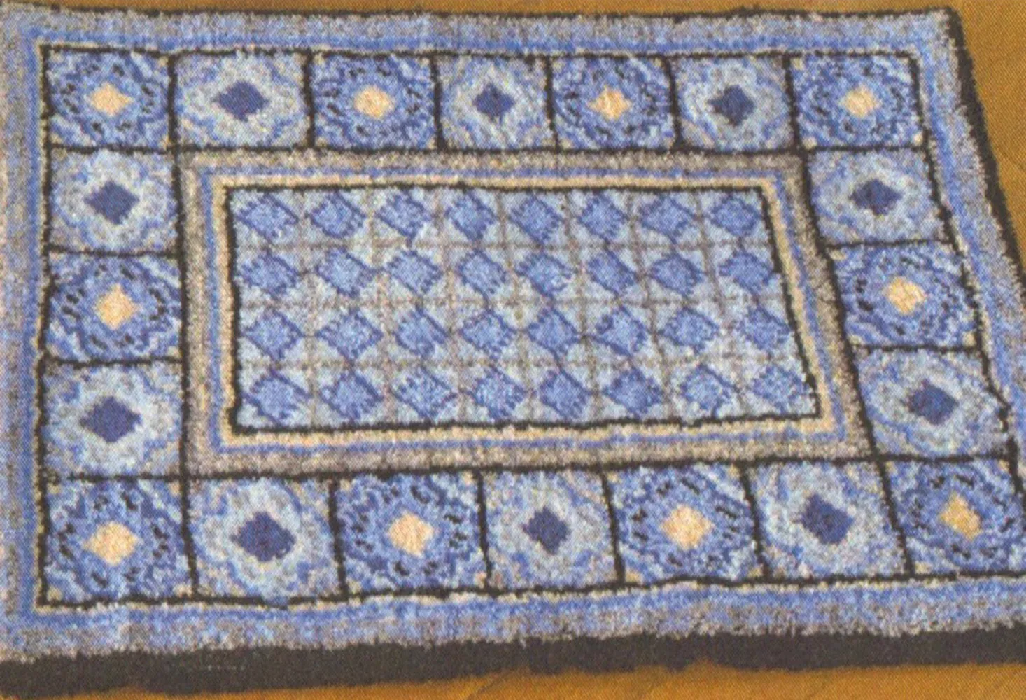 Blue Diamonds Latch Hook Rug Pattern