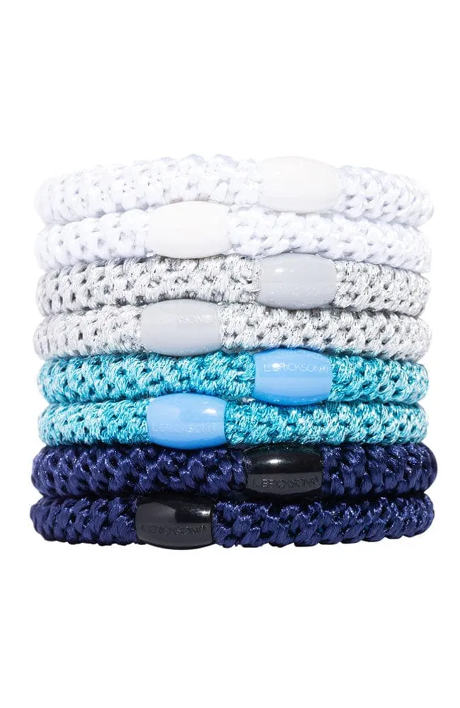 Blue Glow Grab & Go Ponytail Holders - Set of 8