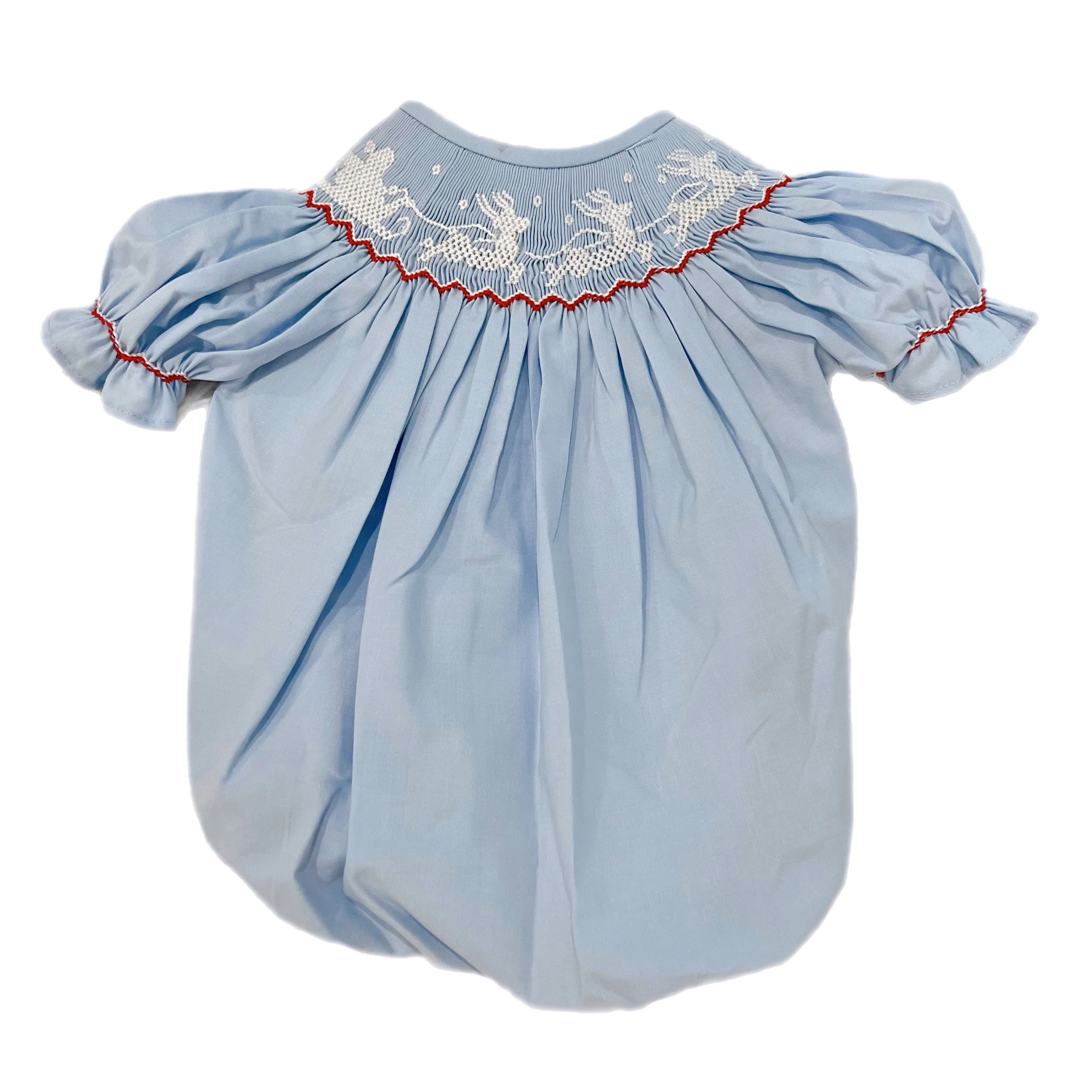 Blue Santa Sleigh Smocked Bishop Bubble