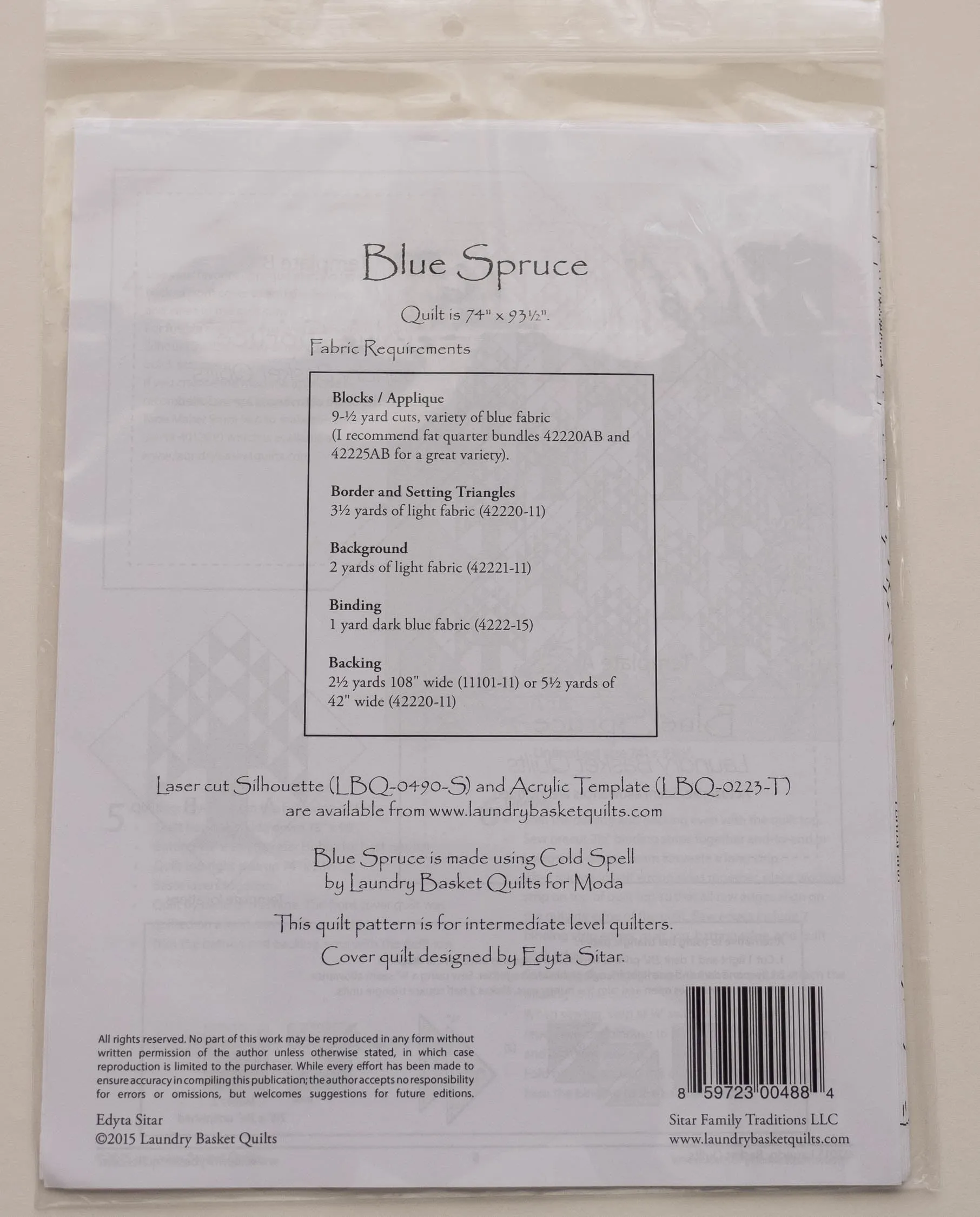 Blue Spruce Pattern by Edyta Sitar from Laundry Basket Quilts, LBQ-0488-P