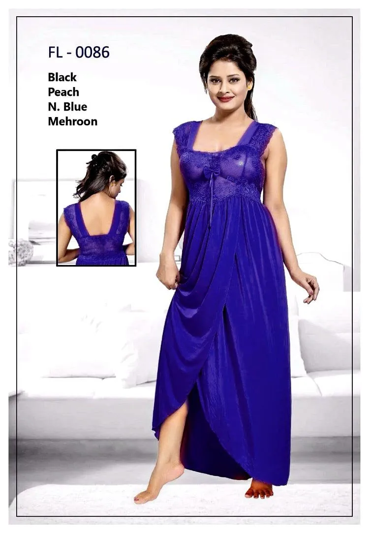 Blue Stylish FL-0086 - Flourish Exclusive Bridal Nighty Set Collection