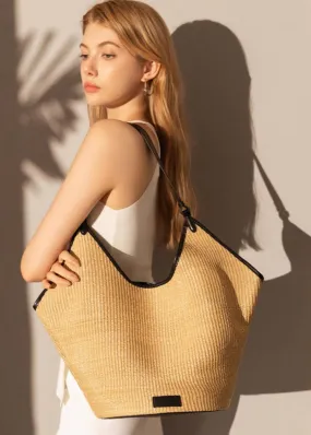 Boho Raffia Straw Woven Tote Bag