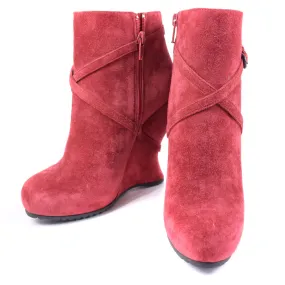 BOTTEGAVENETA Booties Suede Red boots Women Used Authentic