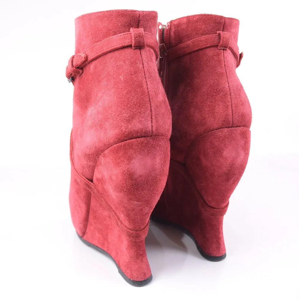 BOTTEGAVENETA Booties Suede Red boots Women Used Authentic