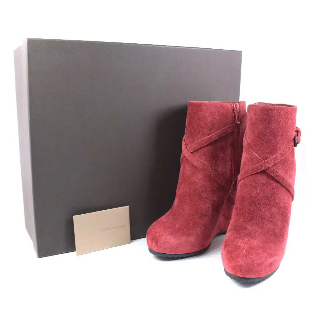 BOTTEGAVENETA Booties Suede Red boots Women Used Authentic