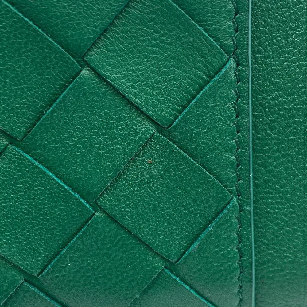 BOTTEGAVENETA Card Case leather green Coin case MAXI INTRECCIATO Women Used Authentic