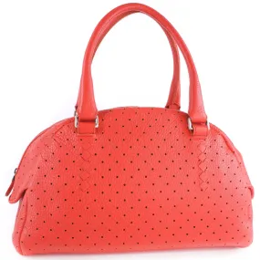 BOTTEGAVENETA Handbag leather Red INTRECCIATO Women Used Authentic