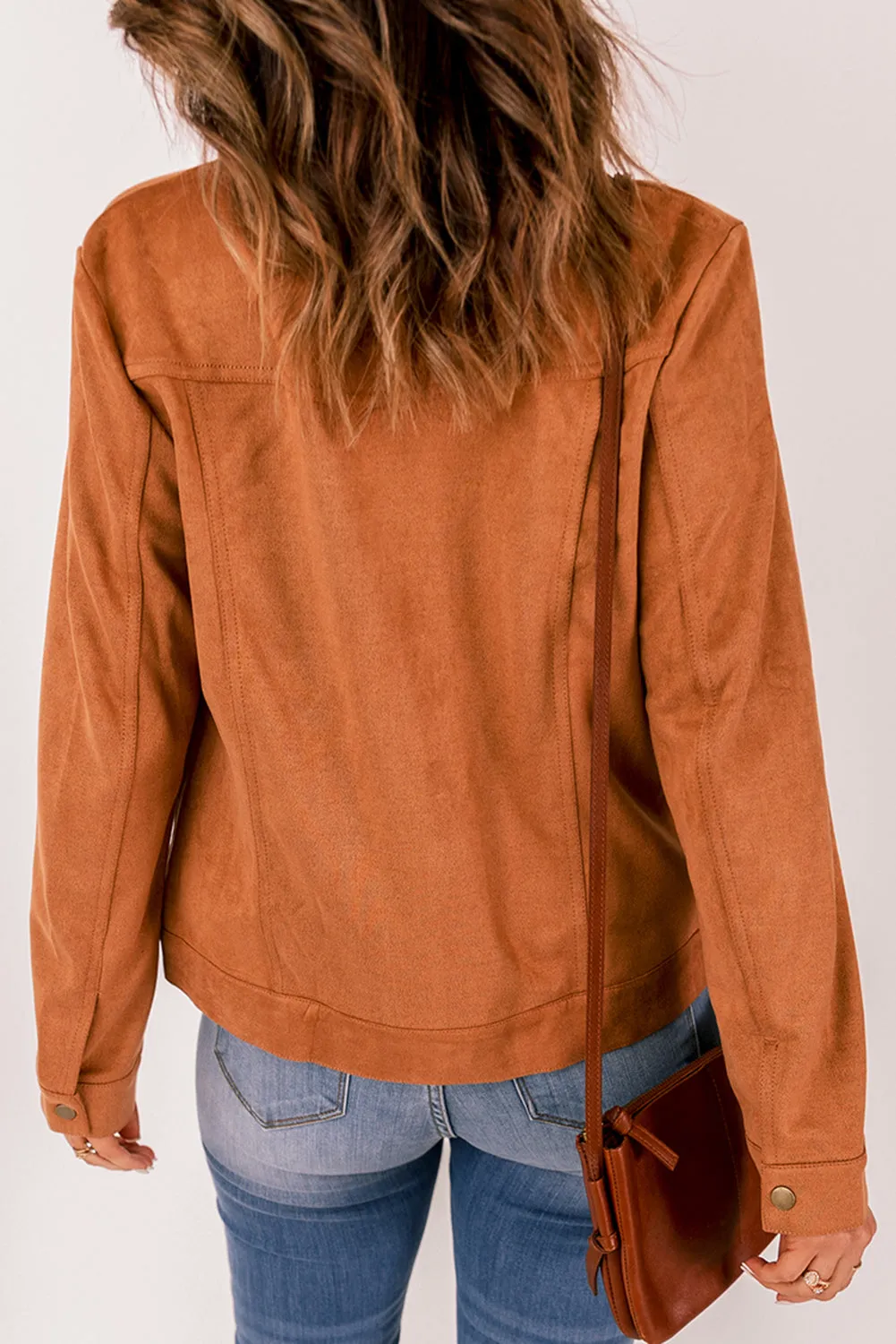 Brown Flap Pocket Suede Jacket