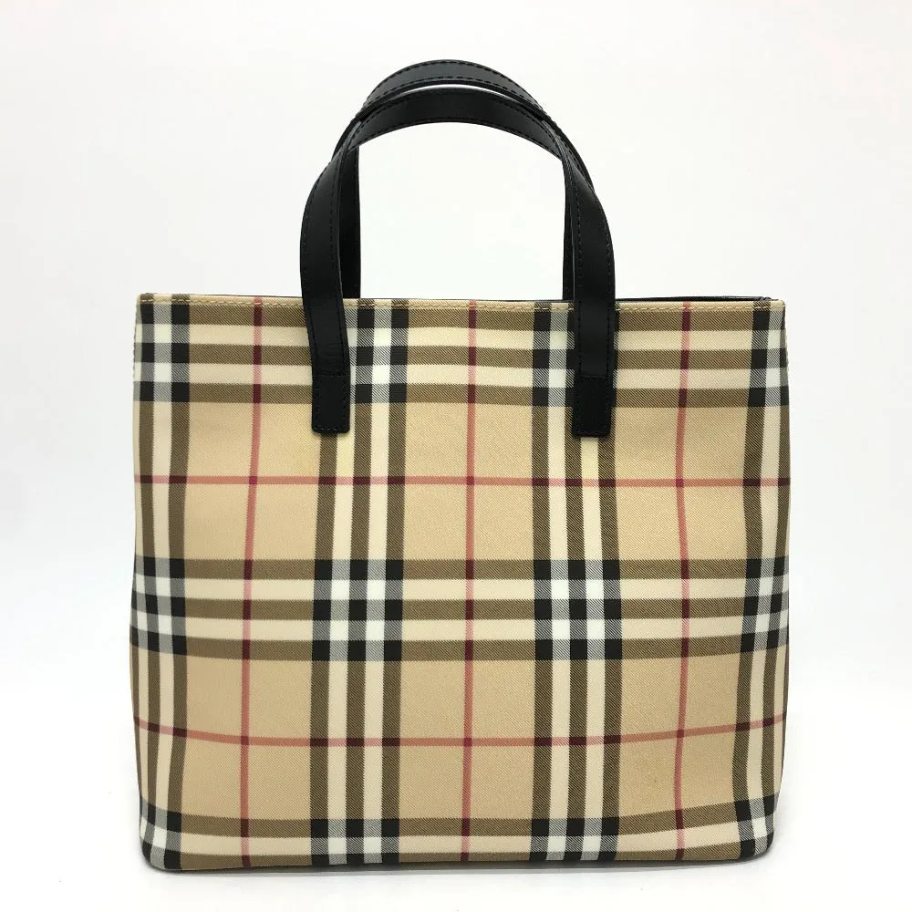 BURBERRY Handbag PVC / Leather beige check Women Used Authentic