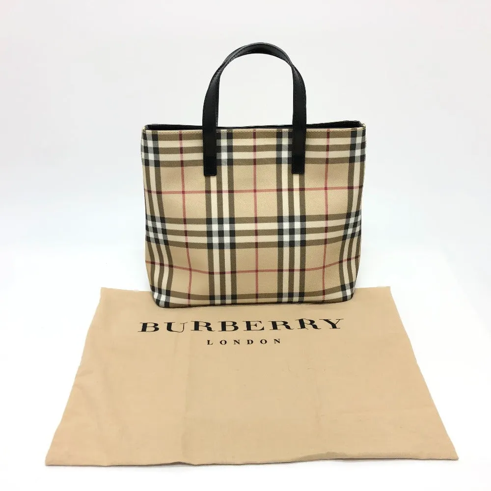 BURBERRY Handbag PVC / Leather beige check Women Used Authentic