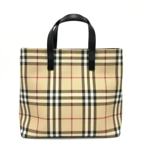 BURBERRY Handbag PVC / Leather beige check Women Used Authentic