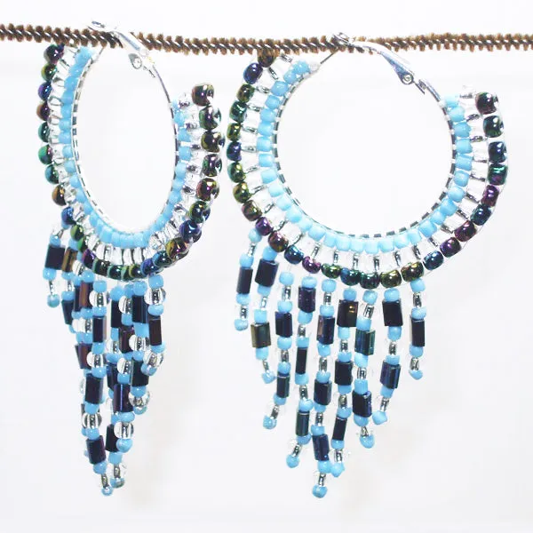 Calloipe Hoop Fringe Beaded Earrings