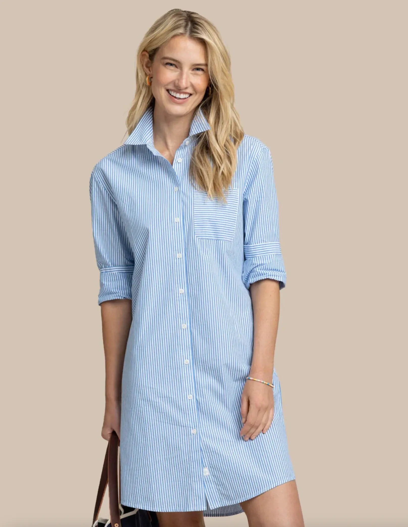 Cam Stripe Poplin Dress | Blue Fin