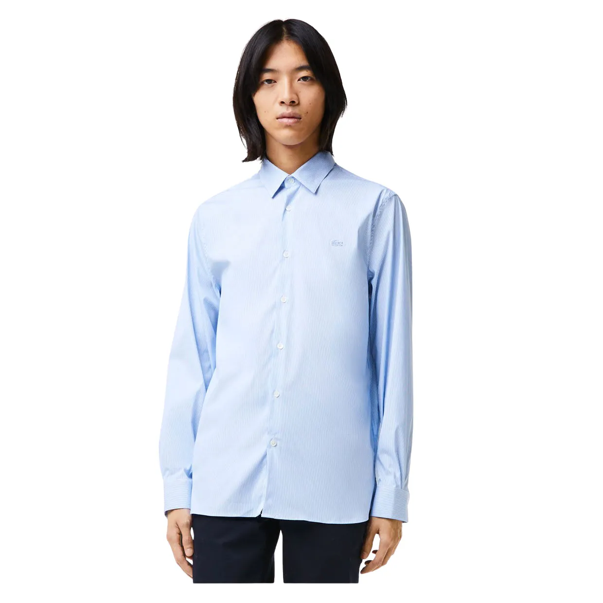 Camicia Lacoste Slim Fit A Righe Celeste (F6Z)