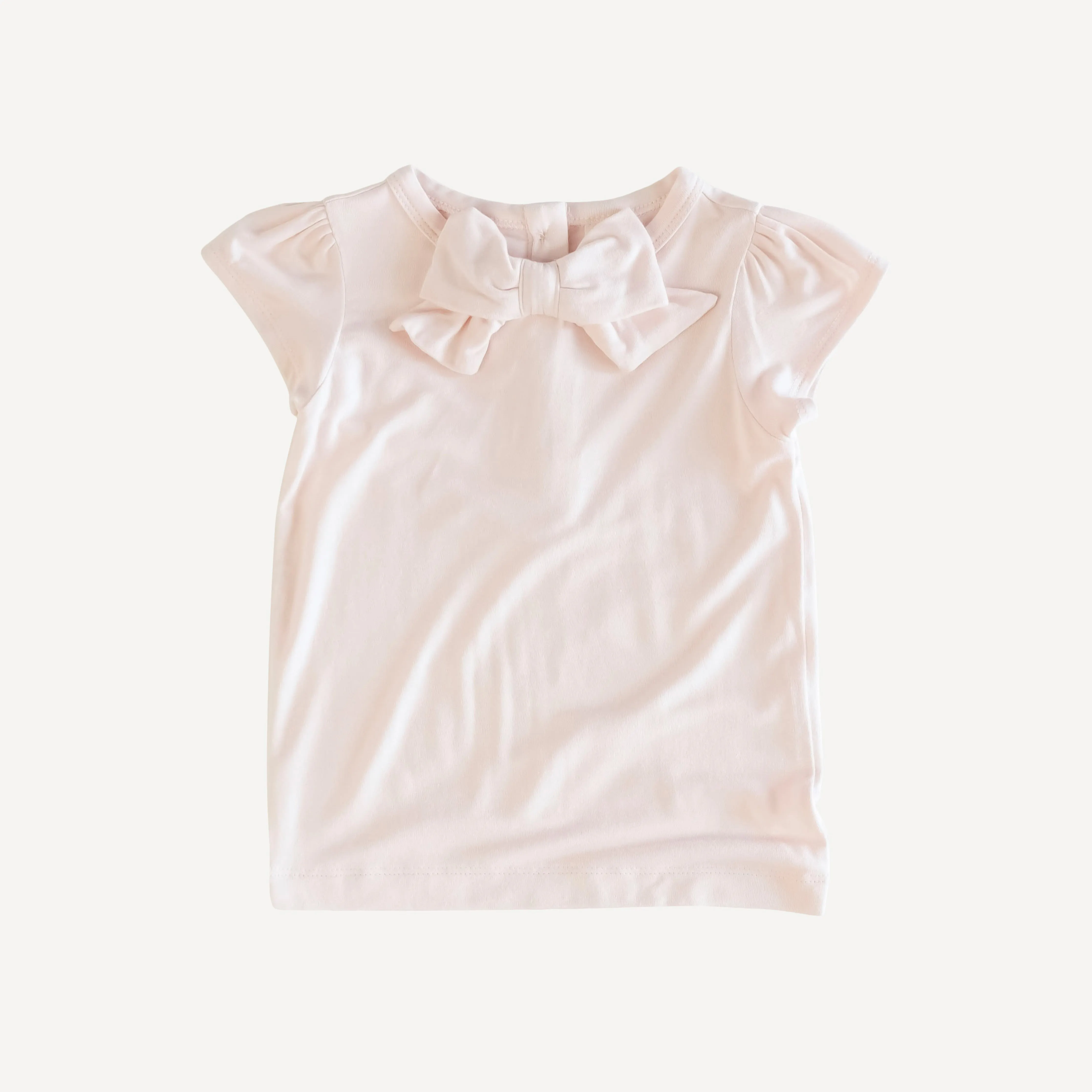 cap sleeve bow top | pale guava | bamboo