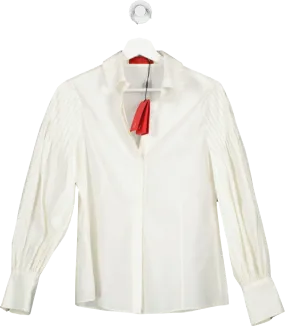 Carolina Herrera White Taffeta Fitted Shirt UK 6