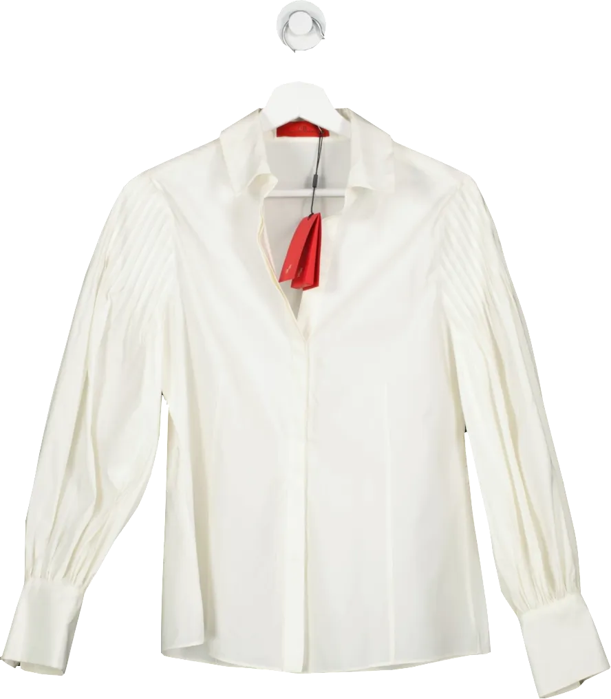 Carolina Herrera White Taffeta Fitted Shirt UK 6