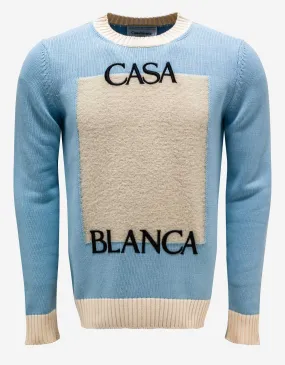 Casablanca Light Blue Contrast Panel Sweater