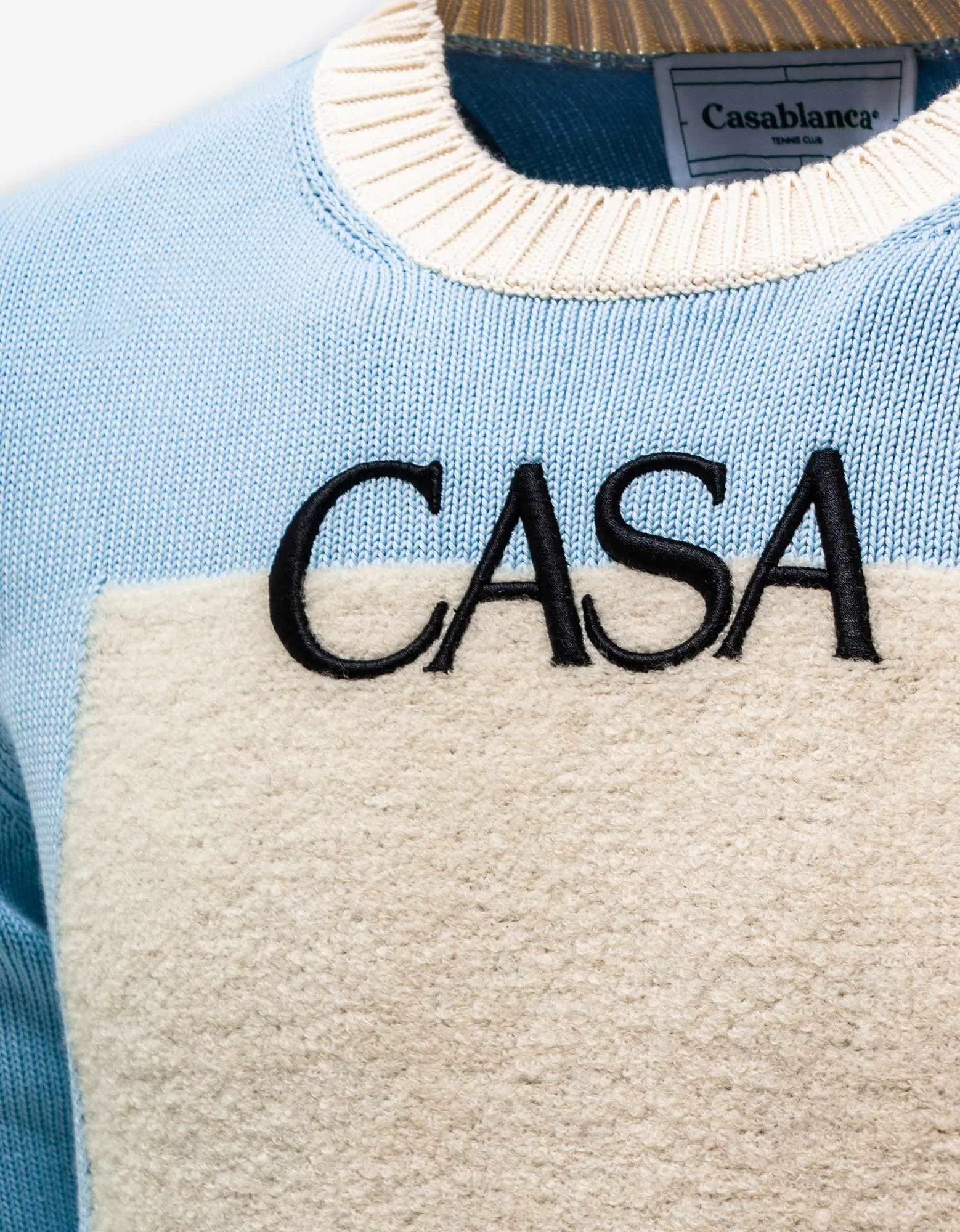 Casablanca Light Blue Contrast Panel Sweater