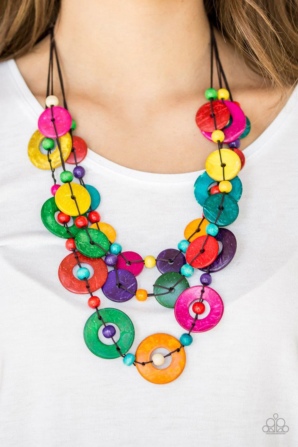 Catalina Coastin' Multi-color Wood Necklace - Paparazzi Accessories