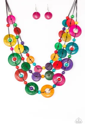 Catalina Coastin' Multi-color Wood Necklace - Paparazzi Accessories