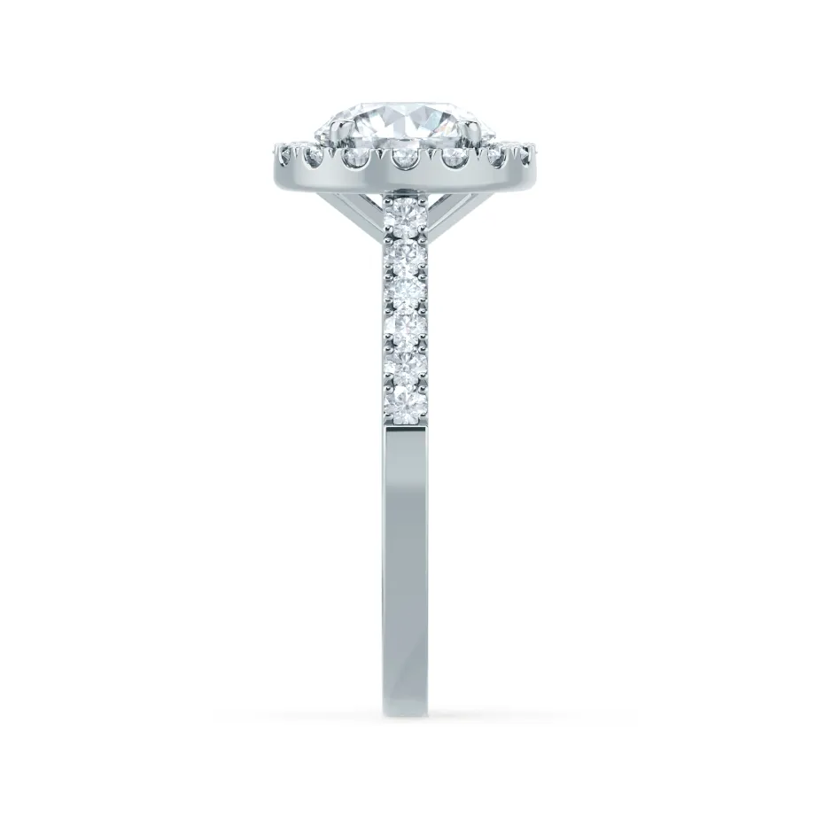 CECILY - Round Lab Diamond 18k White Gold Shoulder Set Ring