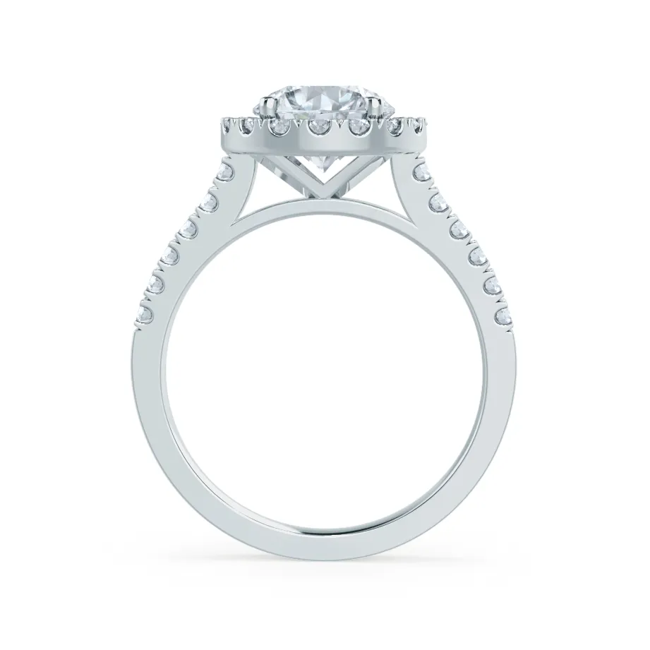 CECILY - Round Lab Diamond 18k White Gold Shoulder Set Ring