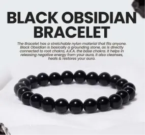 Certified Black Obsidian 8mm Natural Stone Bracelet