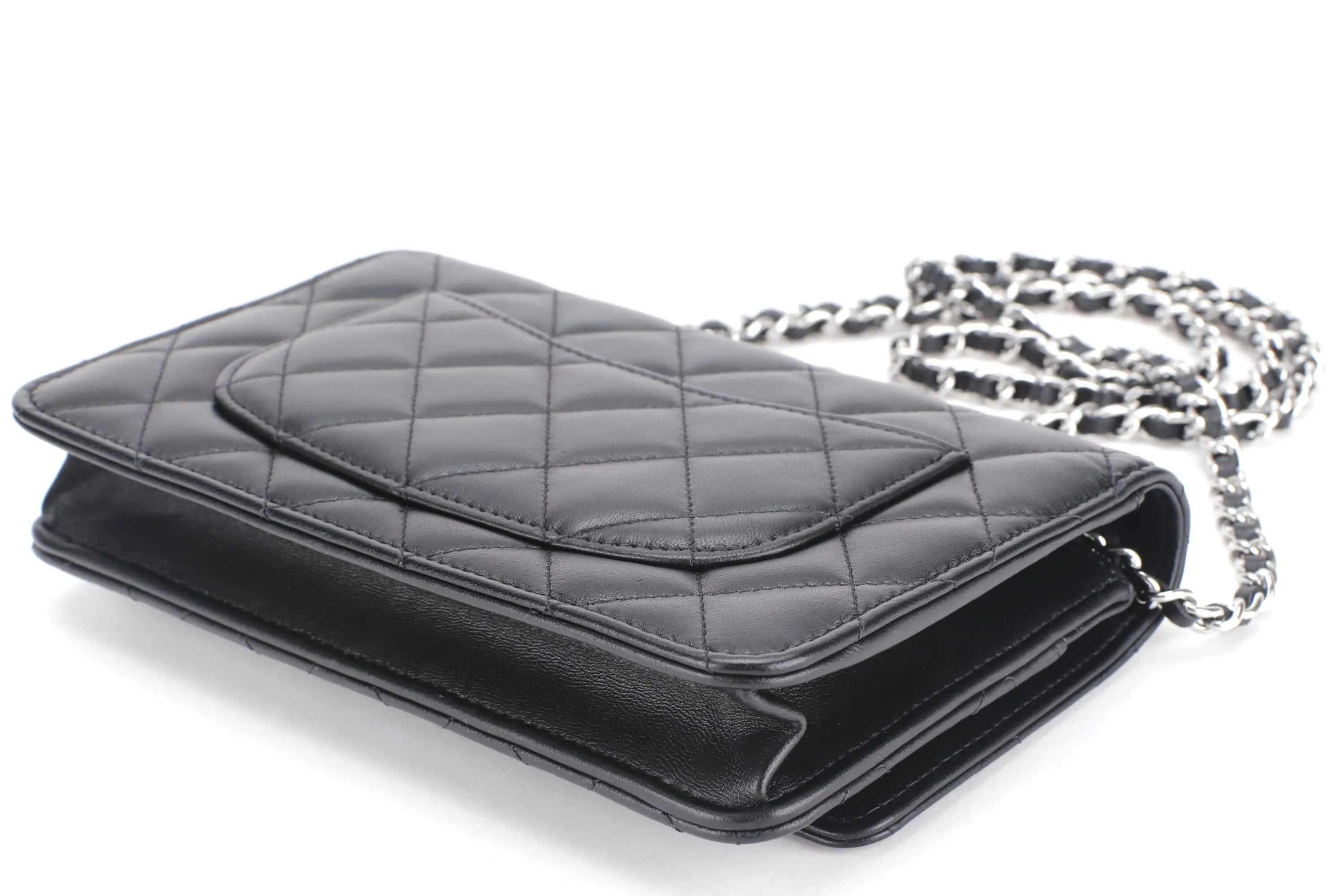 CHANEL WALLET ON CHAIN STAR CRUISE COLLECTION (C24Uxxxx) BLACK LAMBSKIN SILVER HARDWARE, WITH DUST COVER & BOX