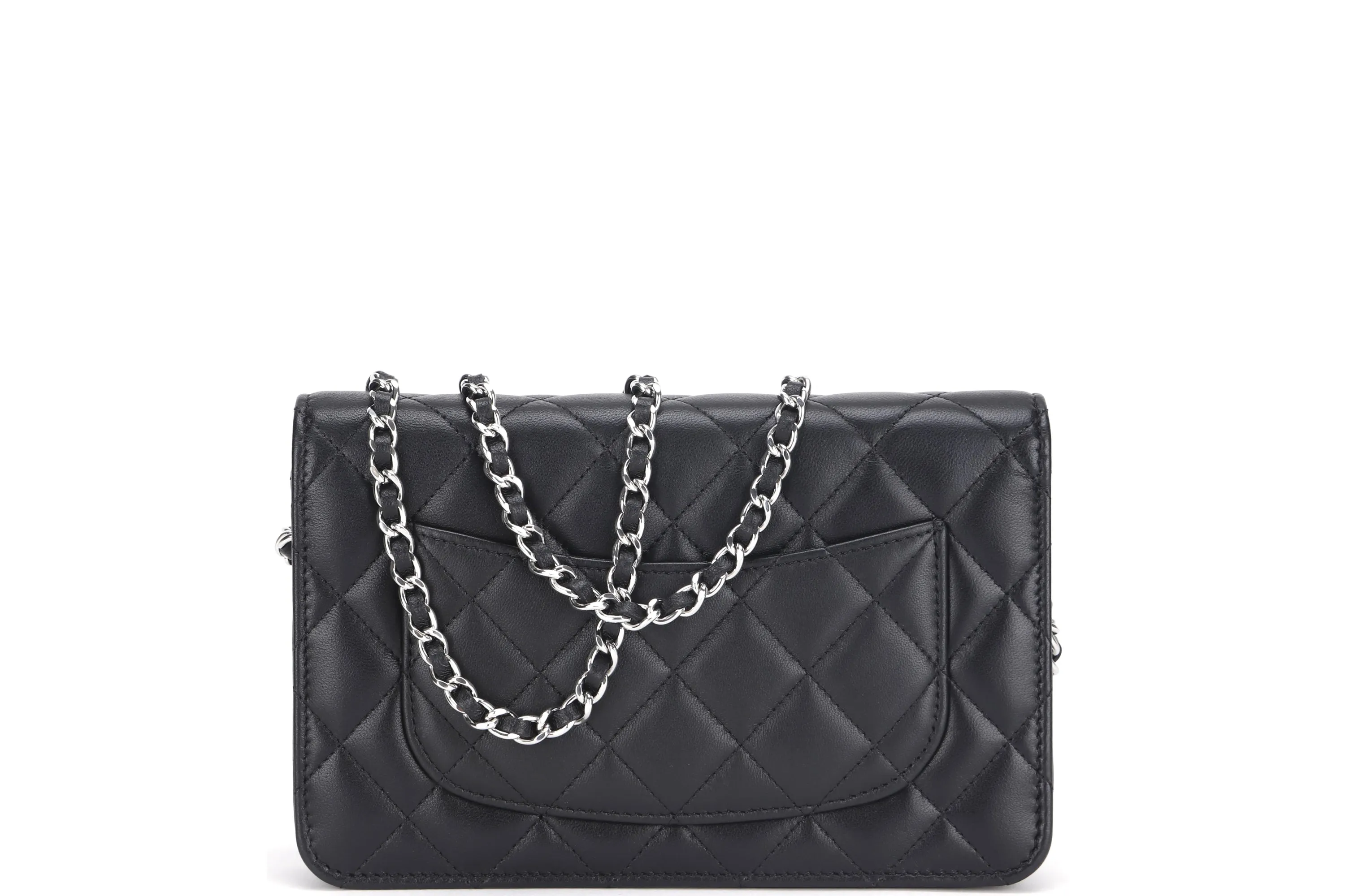 CHANEL WALLET ON CHAIN STAR CRUISE COLLECTION (C24Uxxxx) BLACK LAMBSKIN SILVER HARDWARE, WITH DUST COVER & BOX