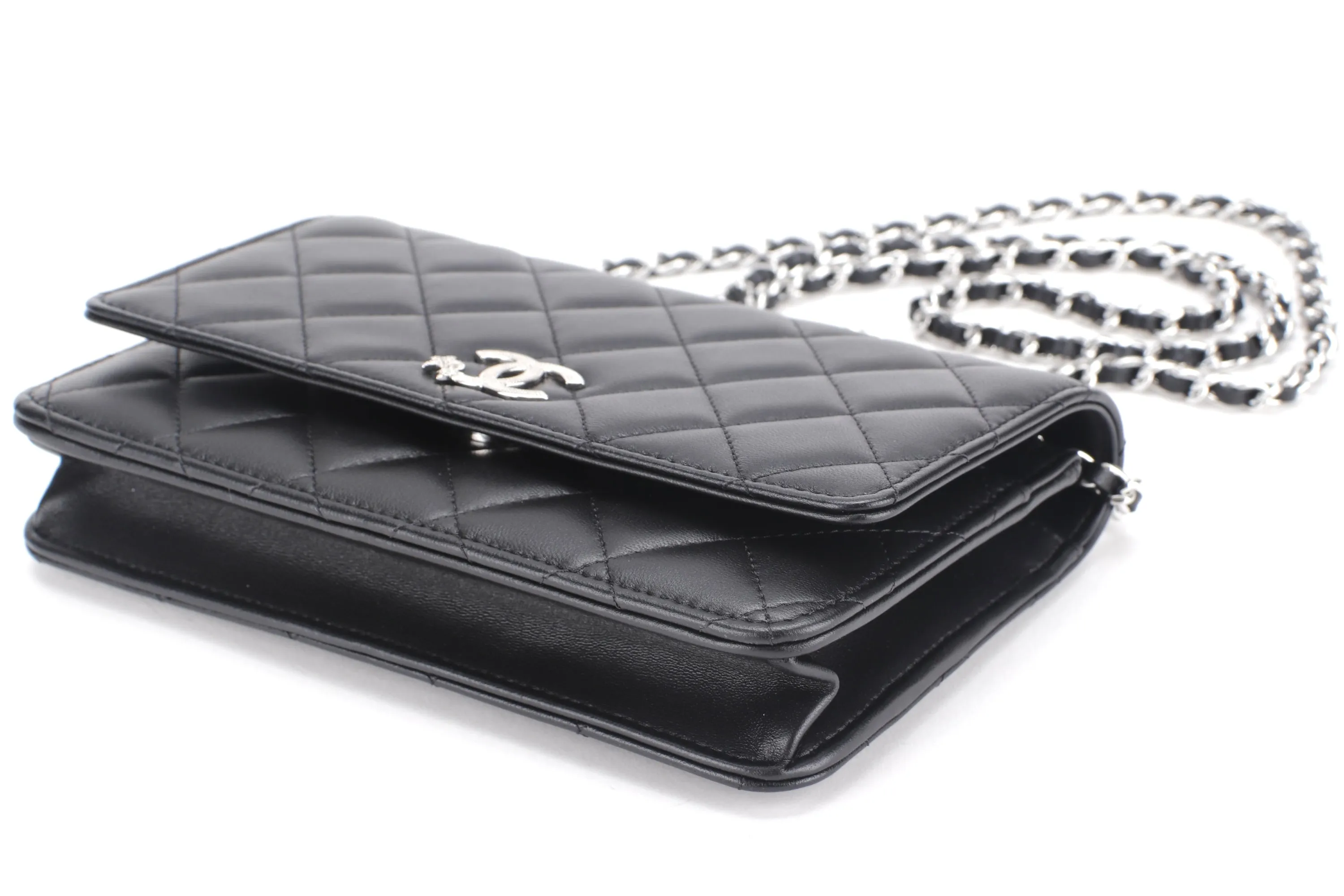 CHANEL WALLET ON CHAIN STAR CRUISE COLLECTION (C24Uxxxx) BLACK LAMBSKIN SILVER HARDWARE, WITH DUST COVER & BOX