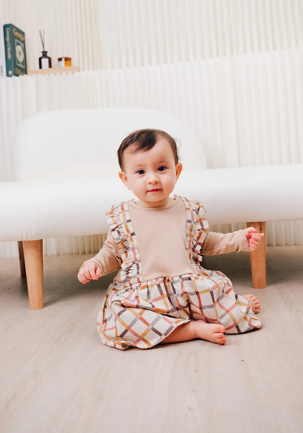 Checkered Pinafore Onesie