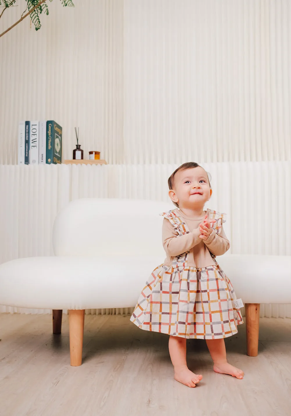 Checkered Pinafore Onesie