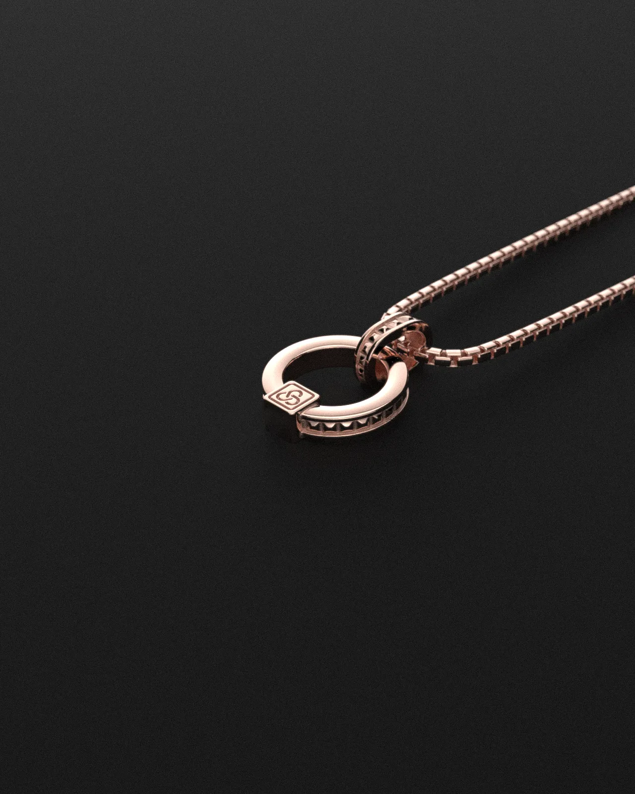 Circle Pyramid Raw Solid Rose Gold Pendant