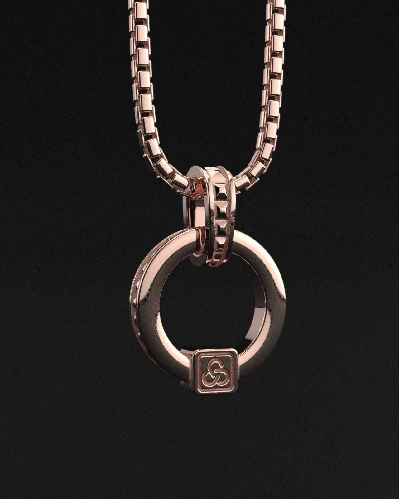 Circle Pyramid Raw Solid Rose Gold Pendant