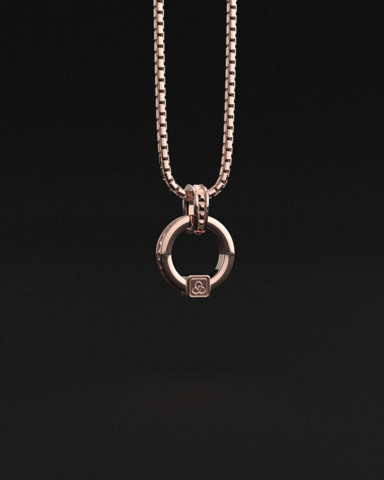 Circle Pyramid Raw Solid Rose Gold Pendant