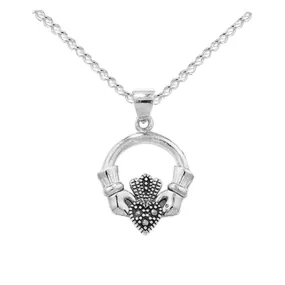 Claddagh Celtic Necklace with Marcasite Heart