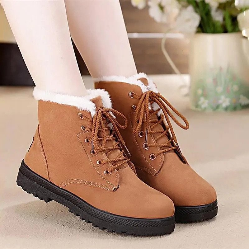 Classic heels suede women winter boots warm fur shoes Boots