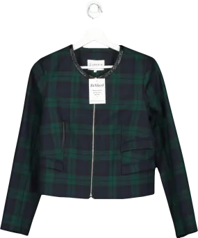 Claudie Pierlot Green Tartan Cropped Jacket UK 10