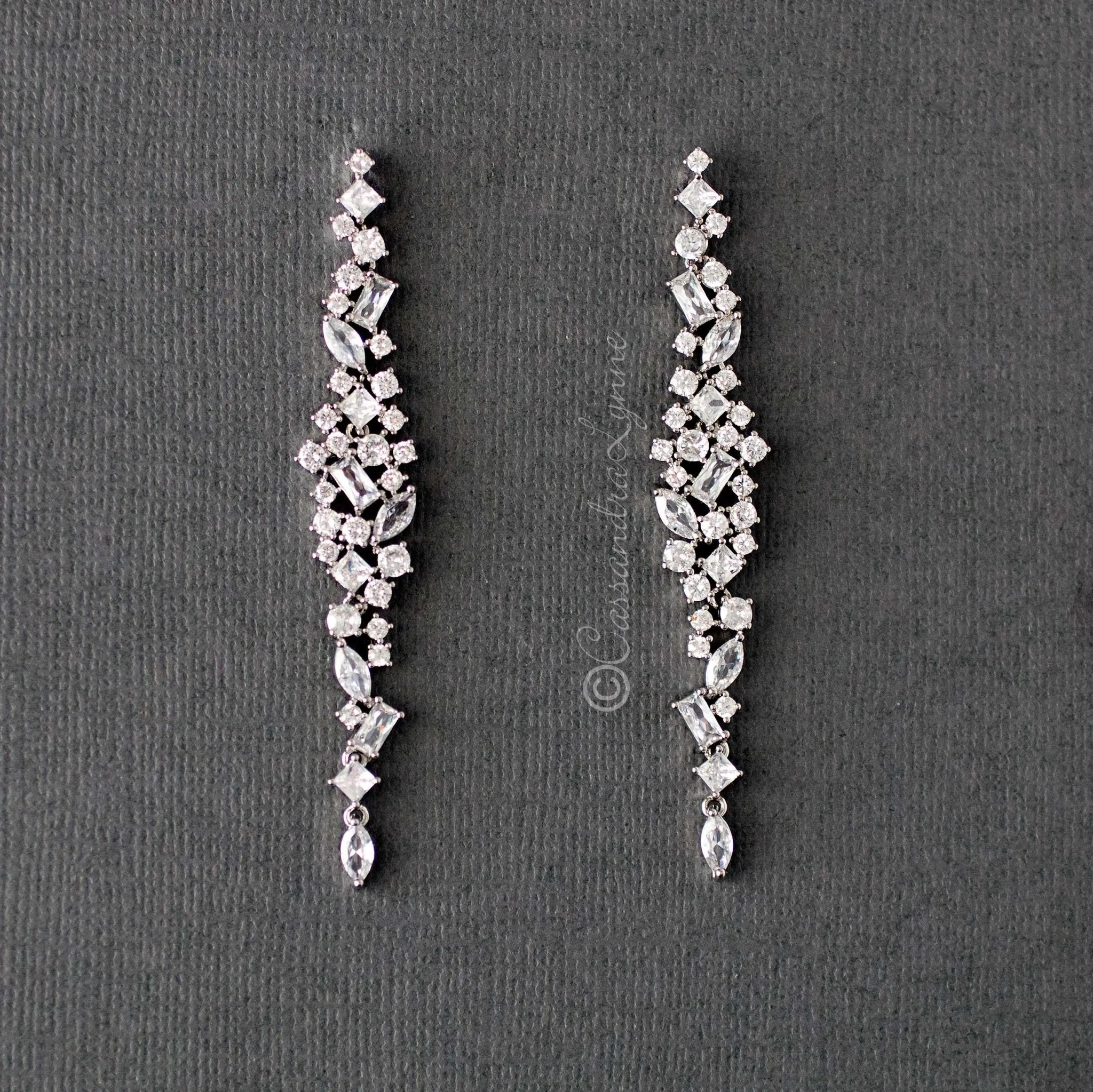 Cluster CZ Bridal Earrings