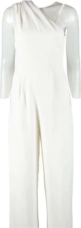 Coast White Premium One Shoulder Drape Jumpsuit UK 8