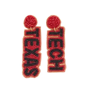 Collegiate Beaded Earrings - Texas Tech University