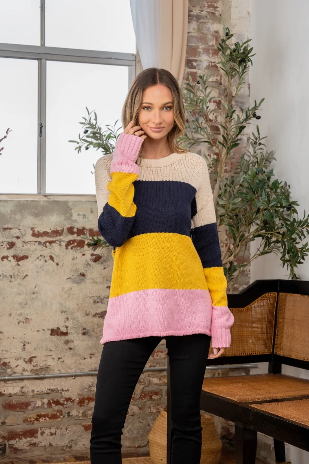 Color Block Exposed Seam Sweater *Limited Collection*