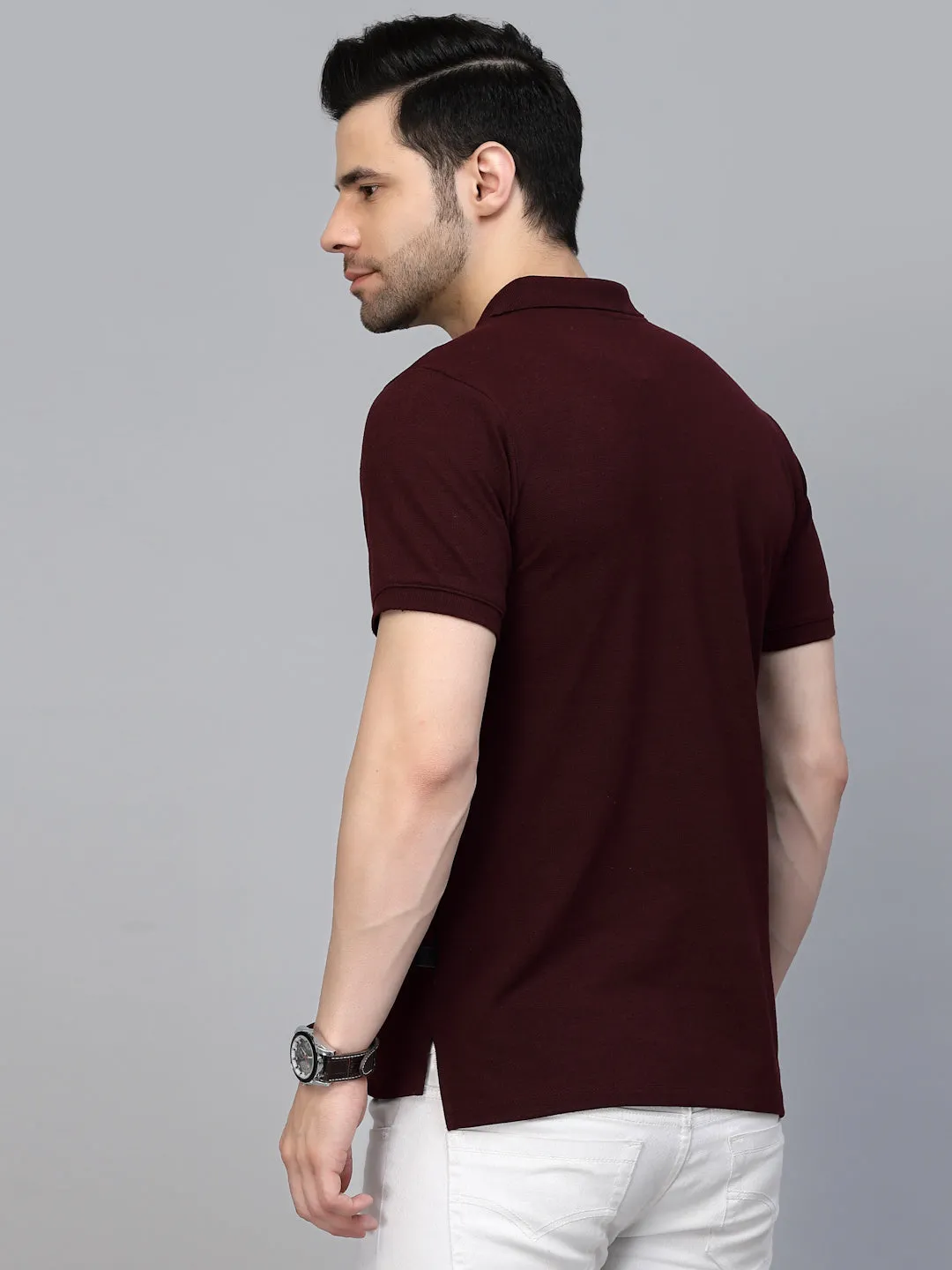 Cotton Solid Half Sleeves Polo T-Shirt